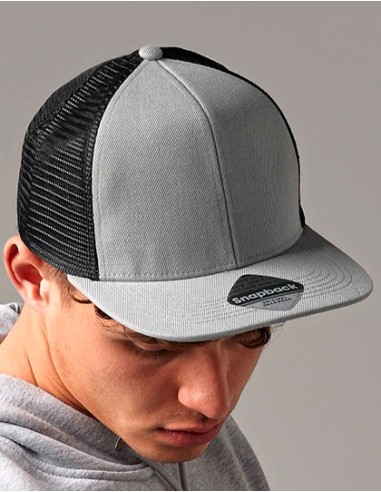 B-B664-Original Flat Peak 6 Panel Trucker Cap